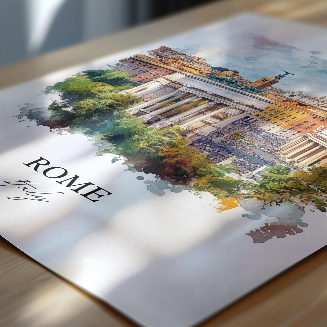 Rome Wall Art, Rome Italia Print, Italy Watercolor Art, Rome Italy Gift, Travel Print, Travel Poster, Housewarming Gift