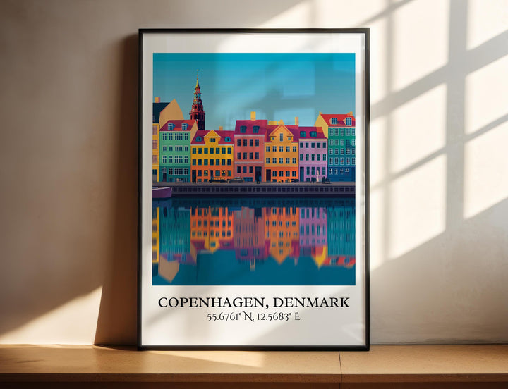 Copenhagen Art, Copenhagen Retro Travel Art, Copenhagen Home Decor, Denmark Gift, Denmark Travel Art, Travel Prints, Housewarming Gift