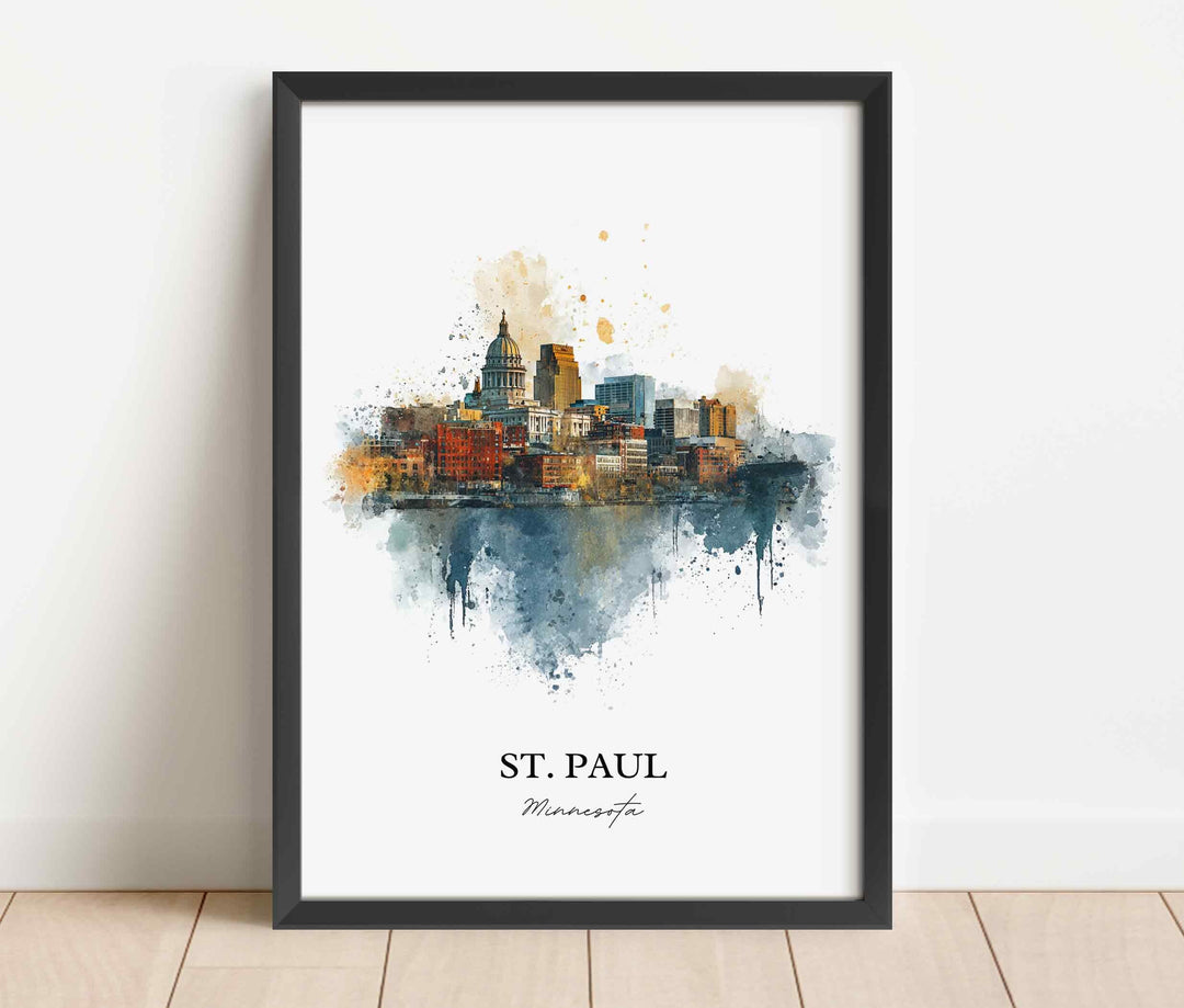 St. Paul MN Wall Art, St Paul Print, Minnesota Watercolor Art, Twin Cities Gift, Travel Print, Travel Poster, Housewarming Gift