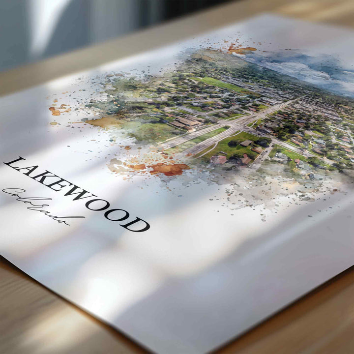 Lakewood CO Wall Art, Lakewood Print, Colorado Watercolor Art, Jefferson County CO Gift, Travel Print, Travel Poster, Housewarming Gift