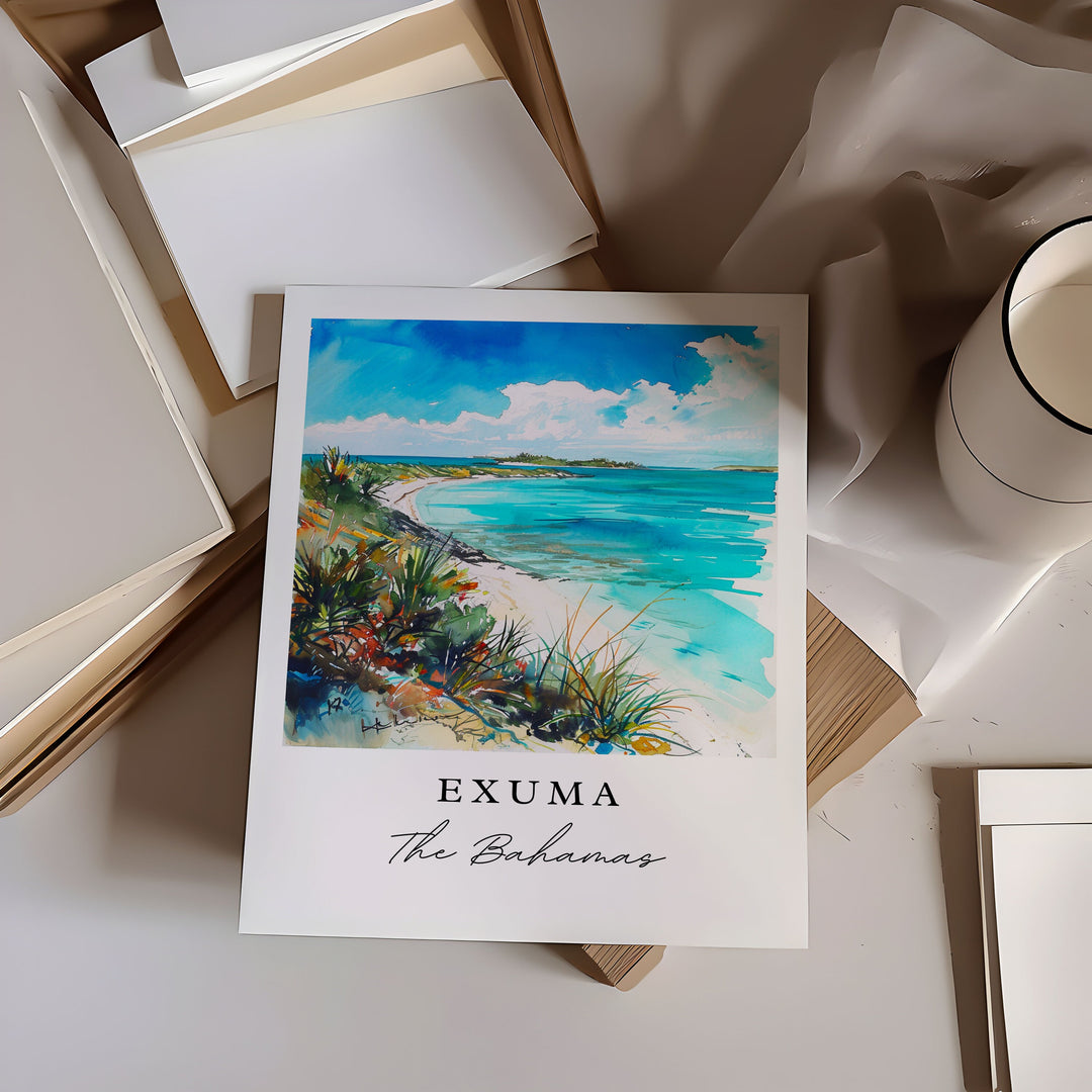 Exuma Bahamas wall art - The Bahamas, Exuma print, Exuma Wedding gift, Exuma Birthday present, Custom Text, Perfect Gift