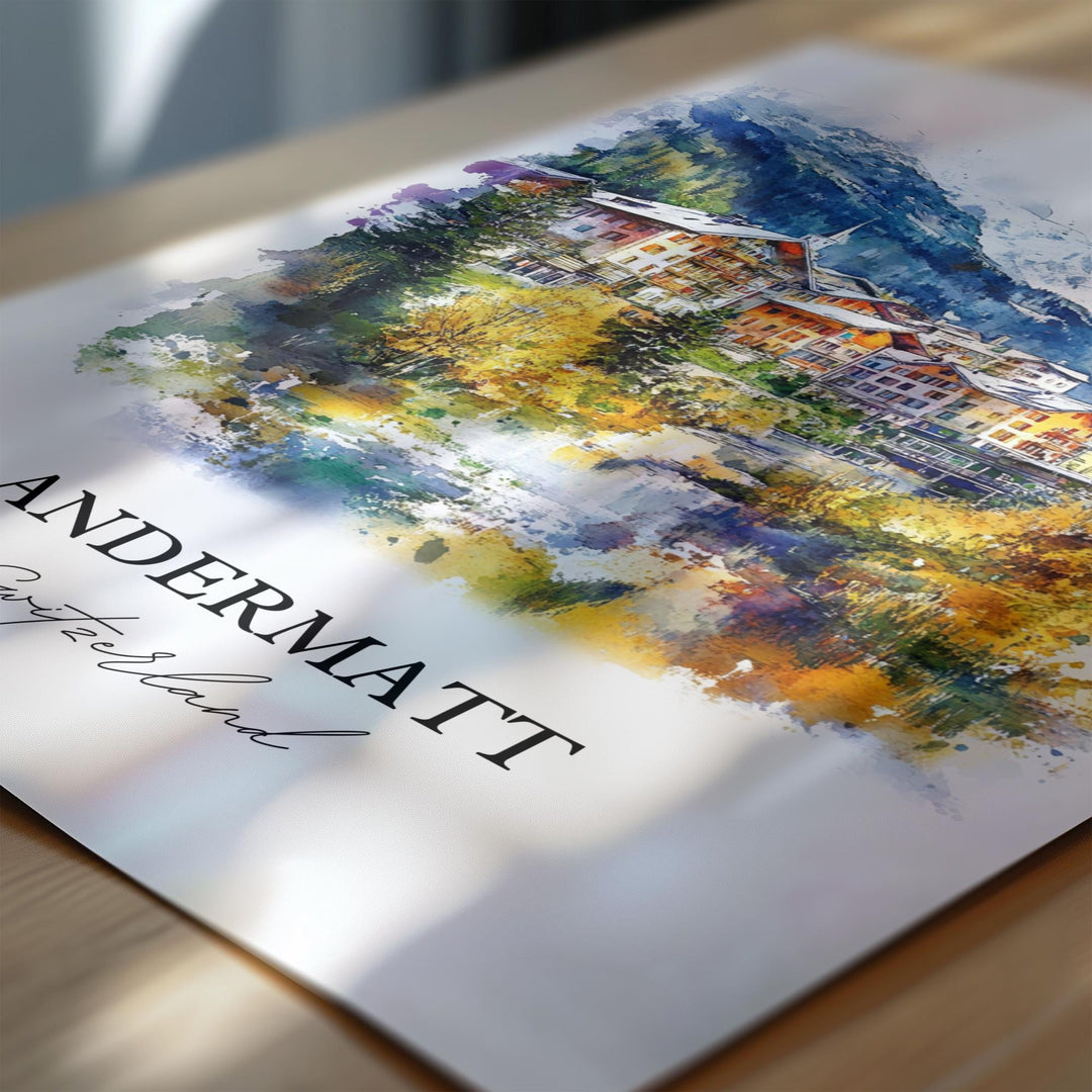 Andermatt Travel Print Wall Art Andermatt Wall Hanging Home Décor Andermatt Gift Art Lovers Switzerland Art Lover Gift Andermatt Poster