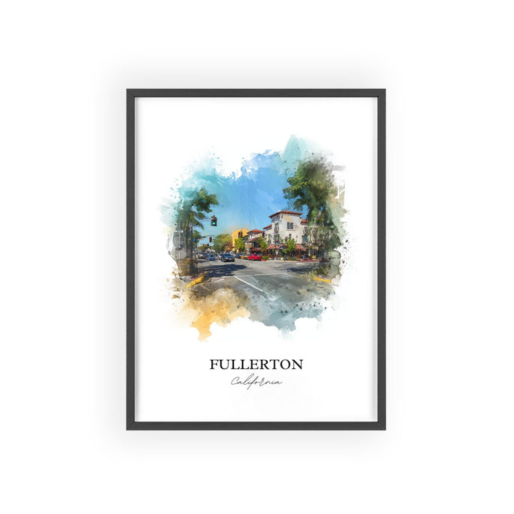 Fullerton, California Wall Art, Fullerton Print, Fullerton Watercolor Art, Orange County Gift, Travel Print, Travel Poster, Housewarming Gift