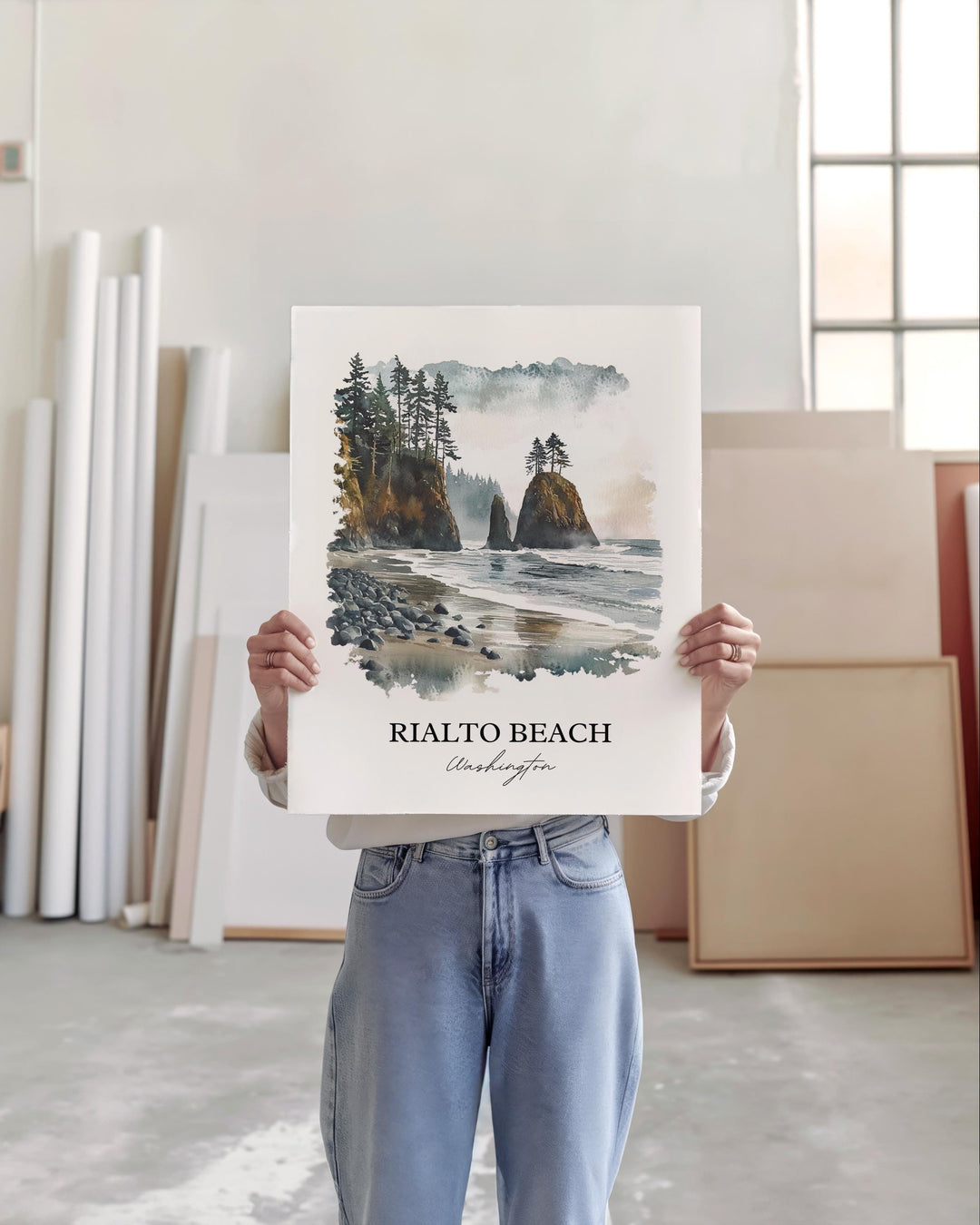 Rialto Beach WA Wall Art, Olympic National Park Print, Washington Artwork, Rialto Beach Gift, Travel Print, Travel Poster, Housewarming Gift