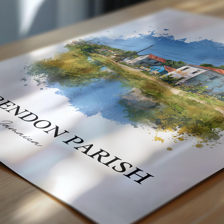 Clarendon Jamaica Wall Art, Clarendon Parish Print, Jamaica Watercolor, Jamaica Gift, Jamaica Travel Print, Travel Poster, Housewarming Gift