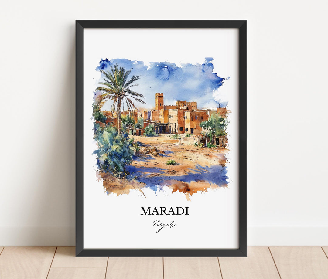 Maradi Niger Wall Art, Niger Print, Niger Watercolor Art, Maradi Niger Gift, Travel Print, Travel Poster, Housewarming Gift