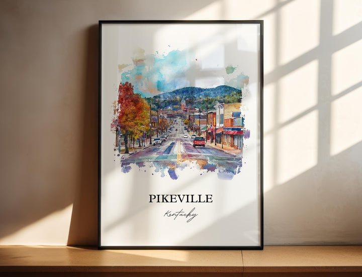 Pikeville KY Wall Art, Pike County Print, Kentucky Watercolor Art, Pikeville Gift, Travel Print, Travel Poster, Housewarming Gift