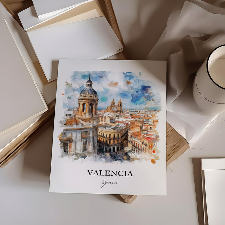 Valéncia Spain Art, Valencia Spain Print, Valéncia Spain Watercolor, Iberian Peninsula Gift, Travel Print, Travel Poster, Housewarming Gift