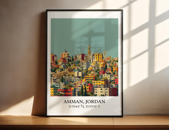 Amman Jordan Art, Amman Retro Travel Art, Amman Home Decor, Amman Jordan Gift, Jordan Travel Art, Travel Prints, Housewarming Gift