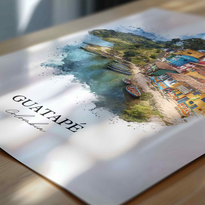 Guatapé, Colombia – Watercolor Art Print