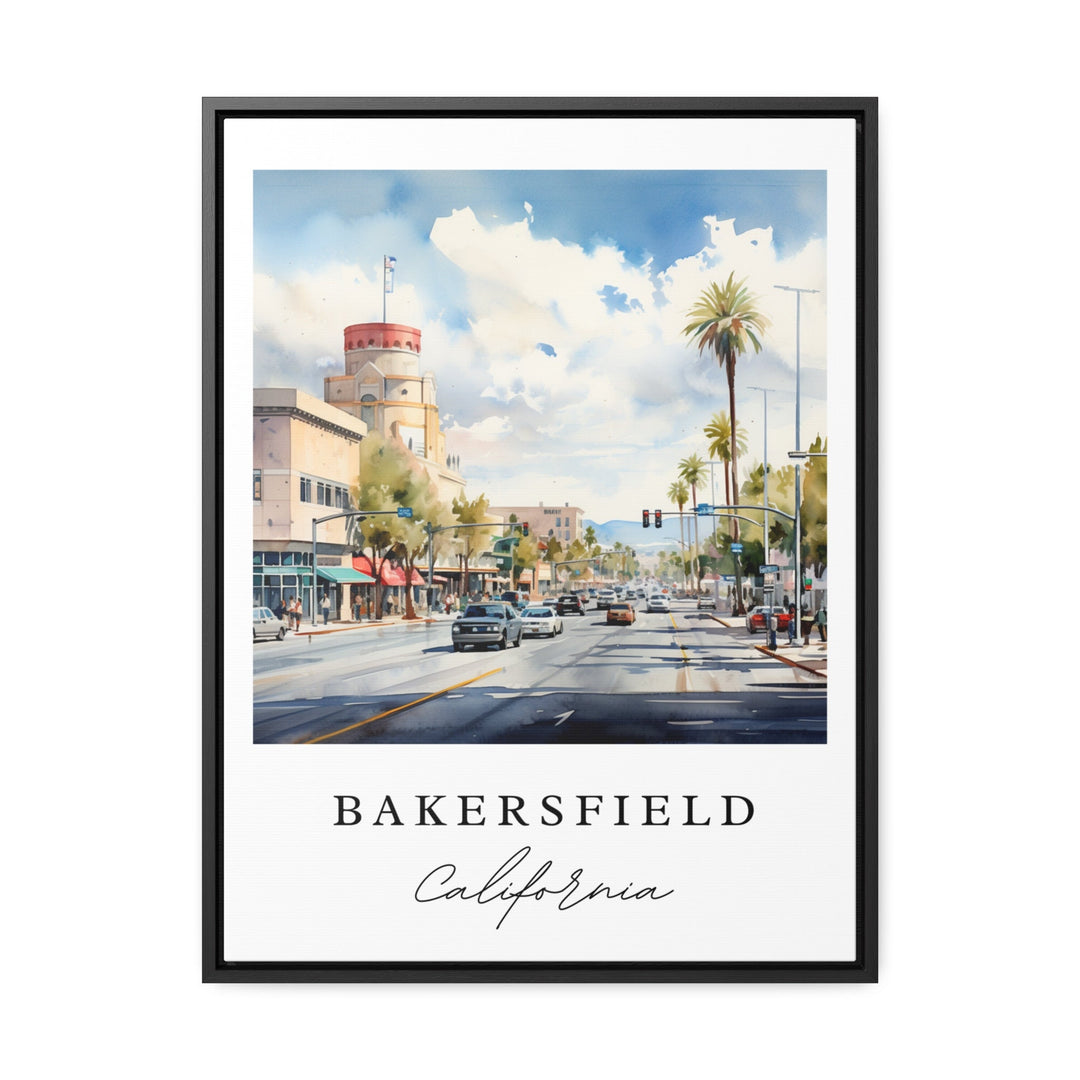 Bakersfield traditional travel art - California, Bakersfield poster, Wedding gift, Birthday present, Custom Text, Personalized Gift