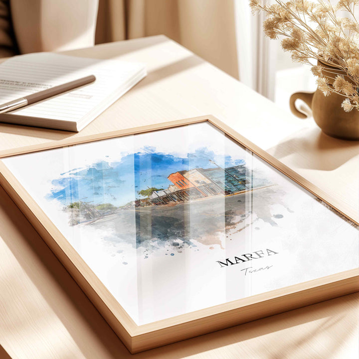 Marfa, Texas – Watercolor Art Print