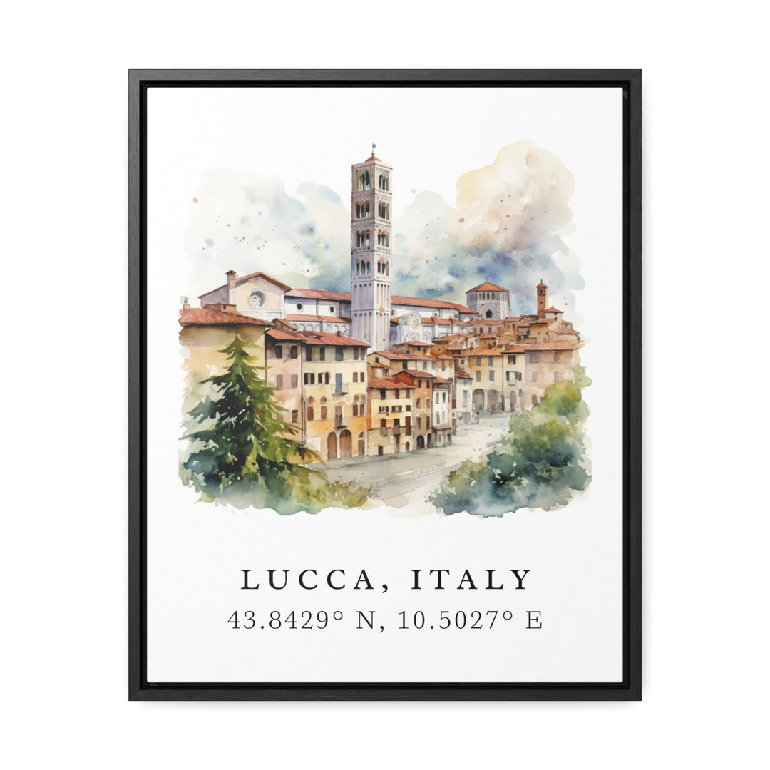 Lucca traditional travel art - Italy, Lucca poster, Wedding gift, Birthday present, Custom Text, Personalised Gift