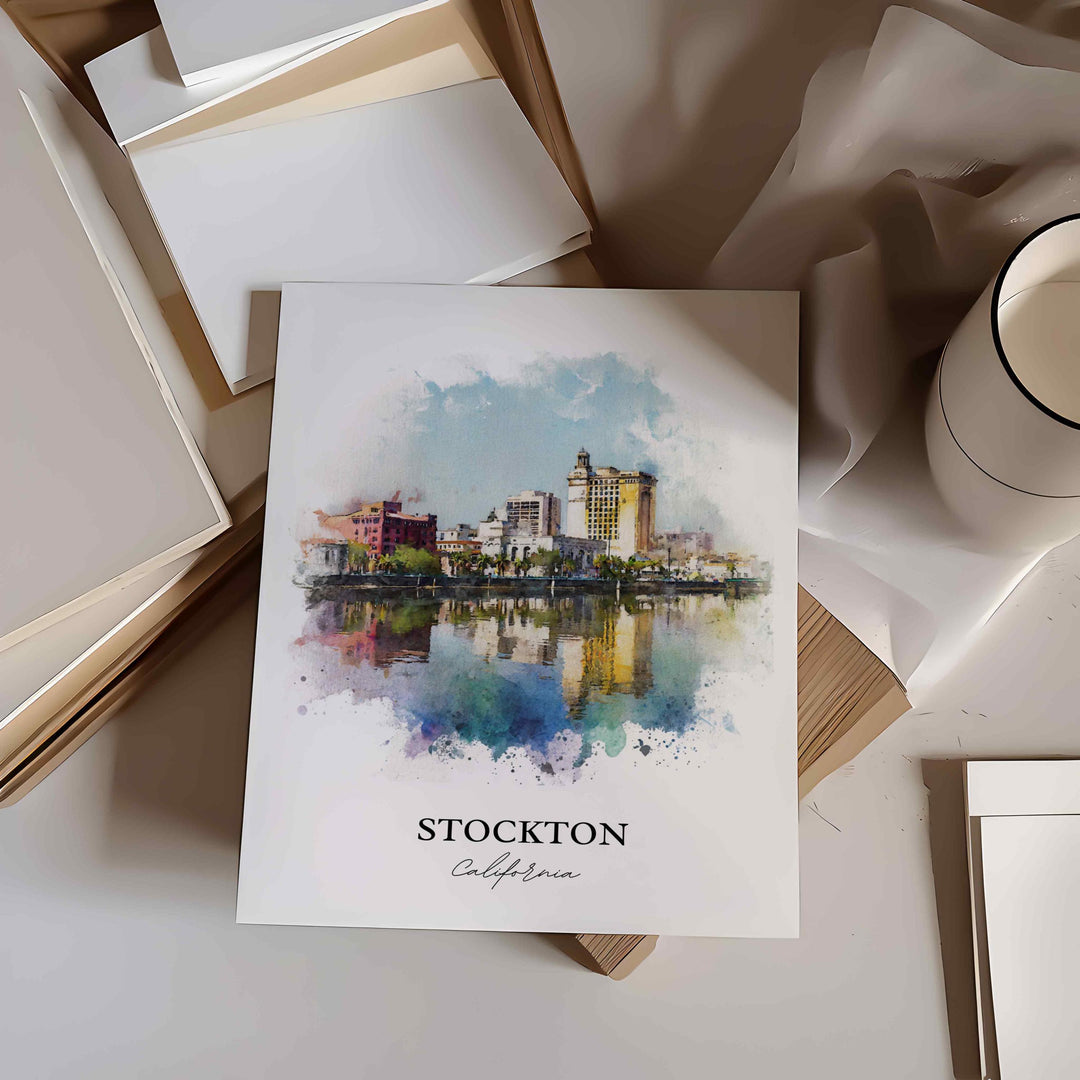 Stockton, California – Watercolor Art Print
