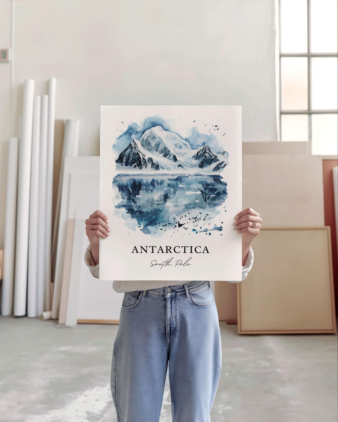 Antarctica Wall Art, Antarctica Print, Antarctica Watercolor Art, Antarctica South Pole Gift, Travel Print, Travel Poster, Housewarming Gift