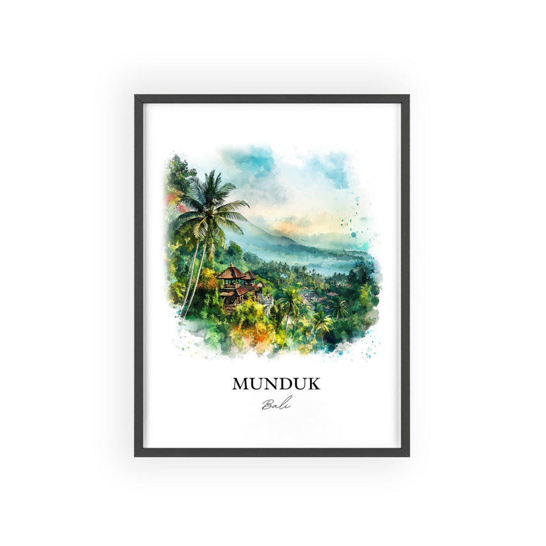 Munduk Bali Wall Art, Bali Print, Bali Watercolor Art, Munduk Gift, Travel Print, Travel Poster, Housewarming Gift