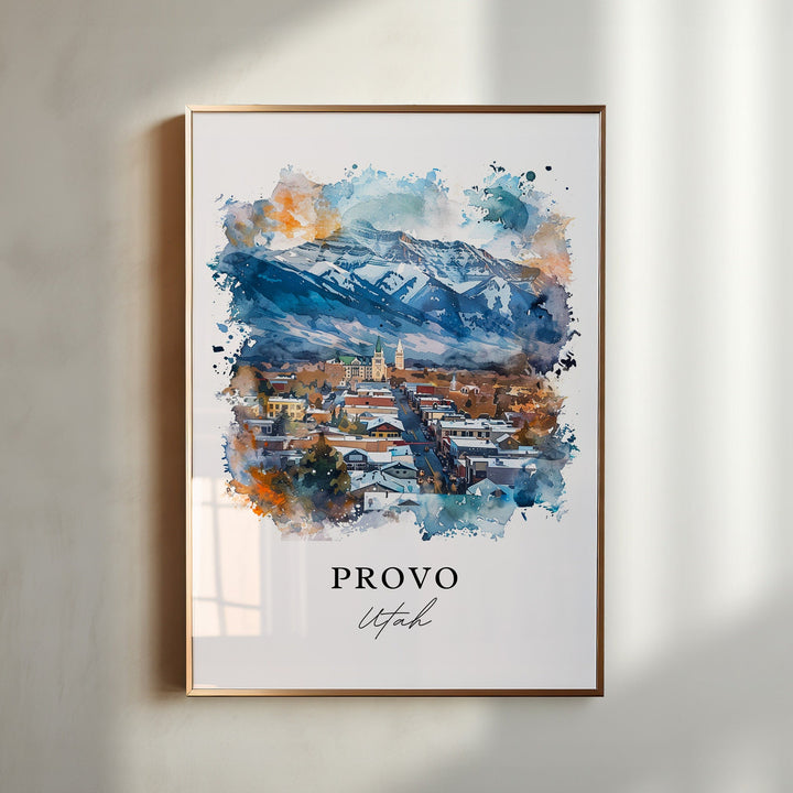 Provo Utah Wall Art, Provo UT Print, Provo Watercolor, Provo Utah Gift,