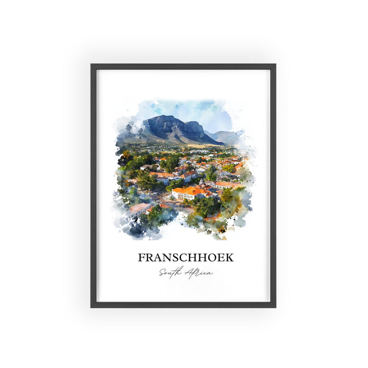 Franschhoek Wall Art, Western Cape Print, South Africa Watercolor Art, Franschhoek SA Gift, Travel Print, Travel Poster, Housewarming Gift
