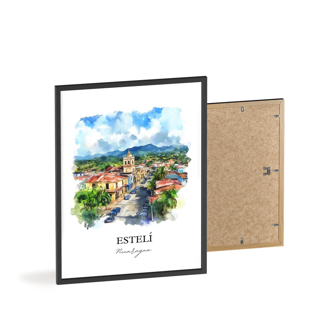 Estelí Wall Art, Estelí Nicaragua Print, Nicaragua Watercolor, Art Estelí Gift, Travel Print, Travel Poster, Housewarming Gift