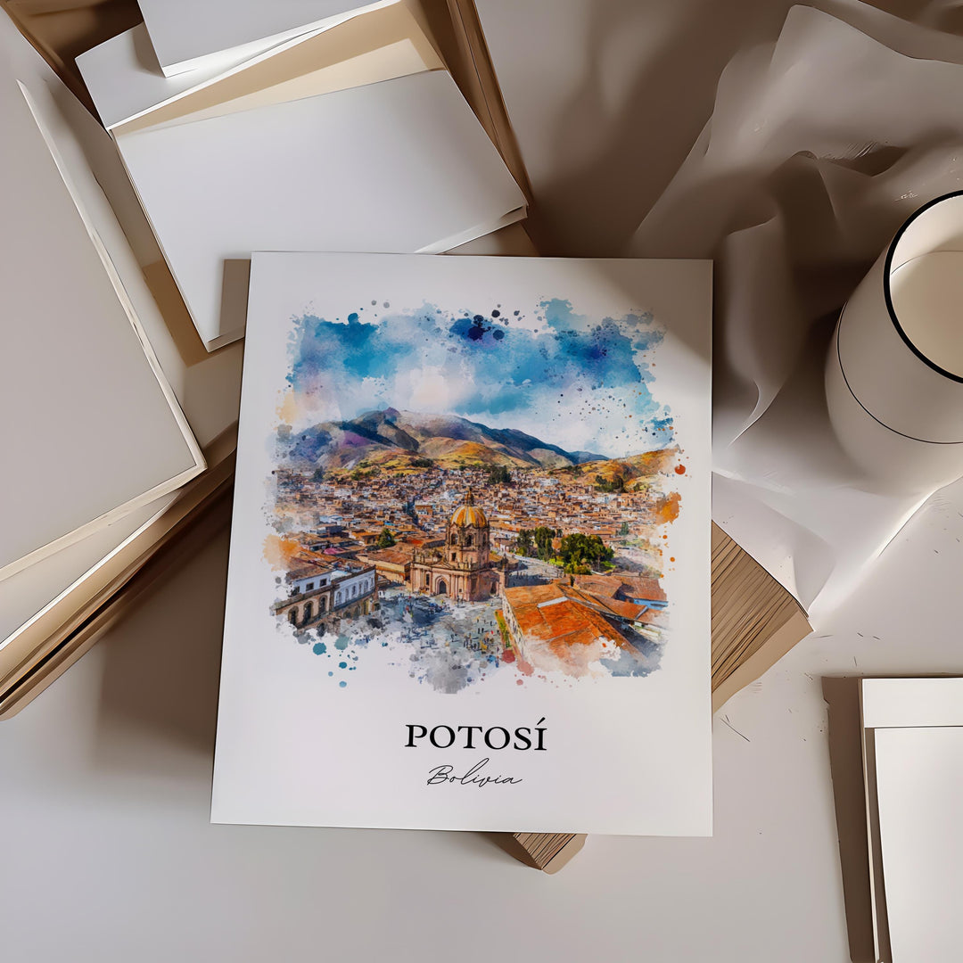 Potosí Bolivia Wall Art, Potosí Print, Bolivia Watercolor Art, Potosí Bolivia Gift, Travel Print, Travel Poster, Housewarming Gift