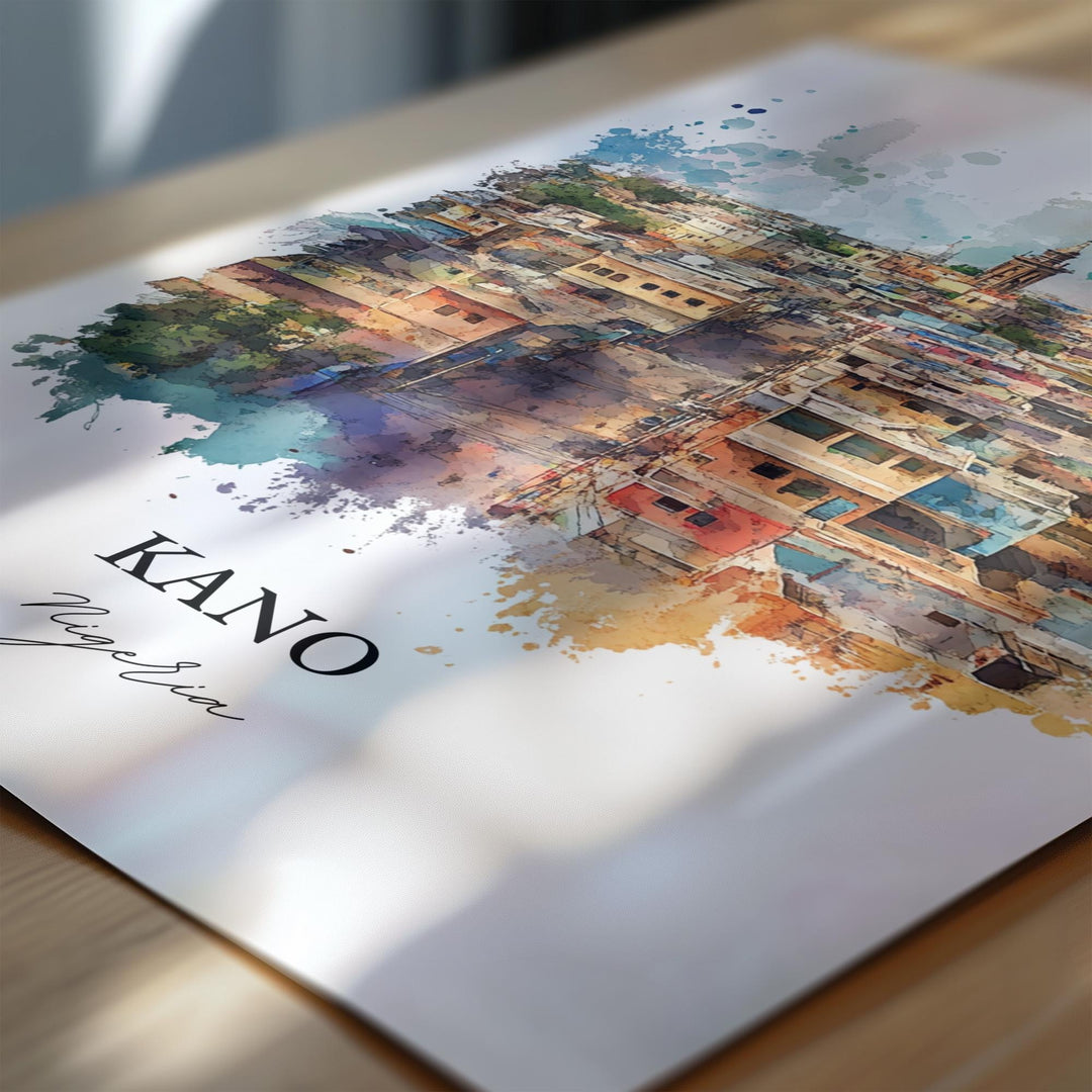 Kano Nigeria Wall Art, Kano Print, Nigeria Watercolor Art, Kano Nigeria Gift, Travel Print, Travel Poster, Housewarming Gift