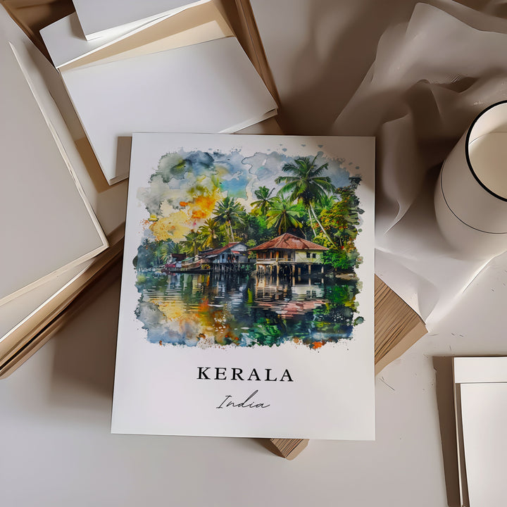 Kerala Wall Art, Kerala India Print, Kerala Watercolor, India Gift, Travel Poster, Housewarming Gift