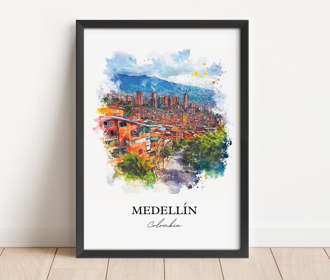 Medellín Wall Art, Medellín Skyline Print, Medellín Colombia Watercolor Art, Colombia Gift, Travel Print, Travel Poster, Housewarming Gift
