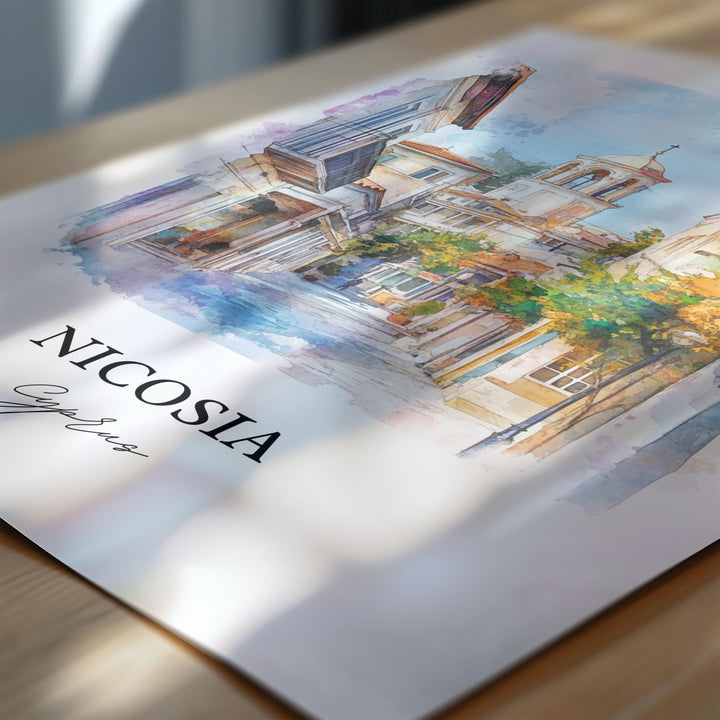 Nicosia Wall Art, Nicosia Cyprus Print, Cyprus Watercolor Art, Nicosia Cyprus Gift, Travel Print, Travel Poster, Housewarming Gift