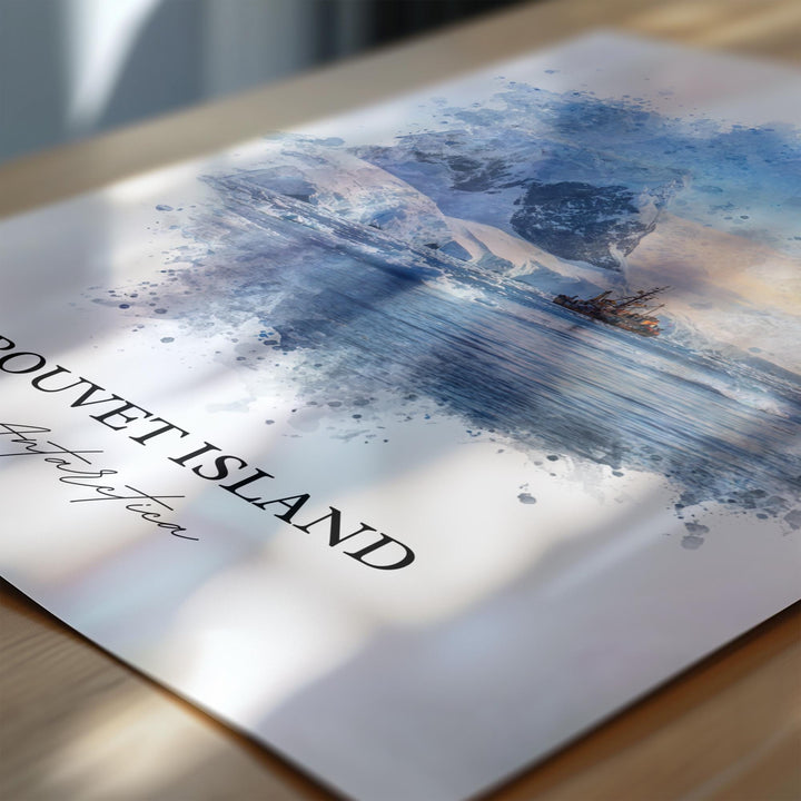 Bouvet Island Wall Art, Antarctica Print, Antarctica Watercolor Art, Bouvet Island Gift, Travel Print, Travel Poster, Housewarming Gift