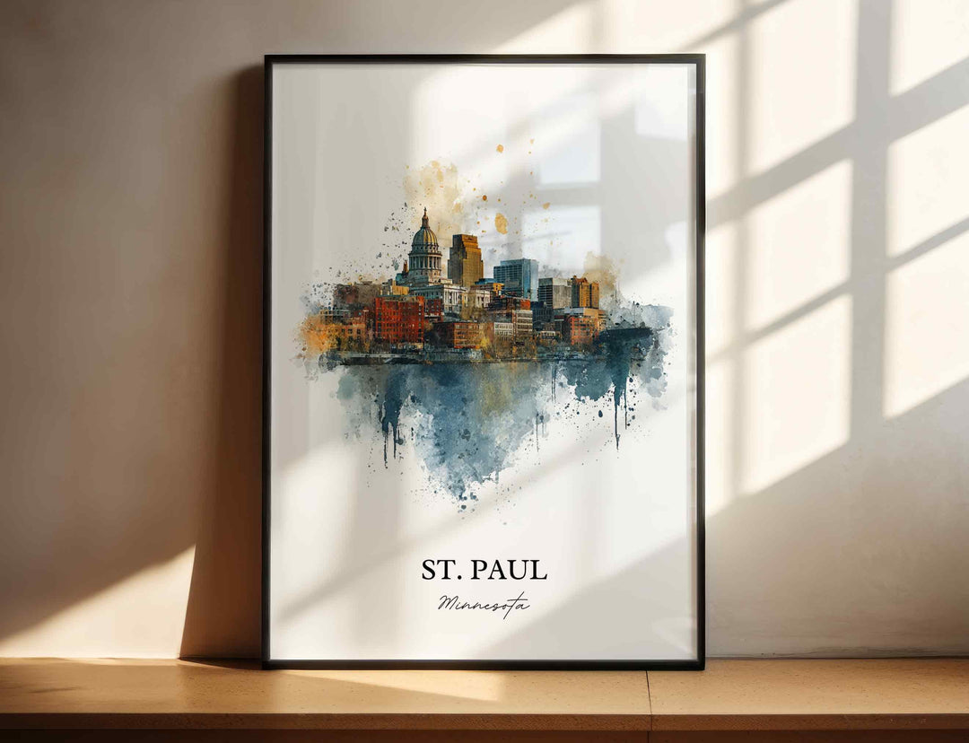 St. Paul MN Wall Art, St Paul Print, Minnesota Watercolor Art, Twin Cities Gift, Travel Print, Travel Poster, Housewarming Gift
