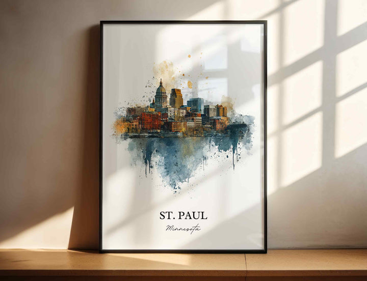 St. Paul MN Wall Art, St Paul Print, Minnesota Watercolor Art, Twin Cities Gift, Travel Print, Travel Poster, Housewarming Gift