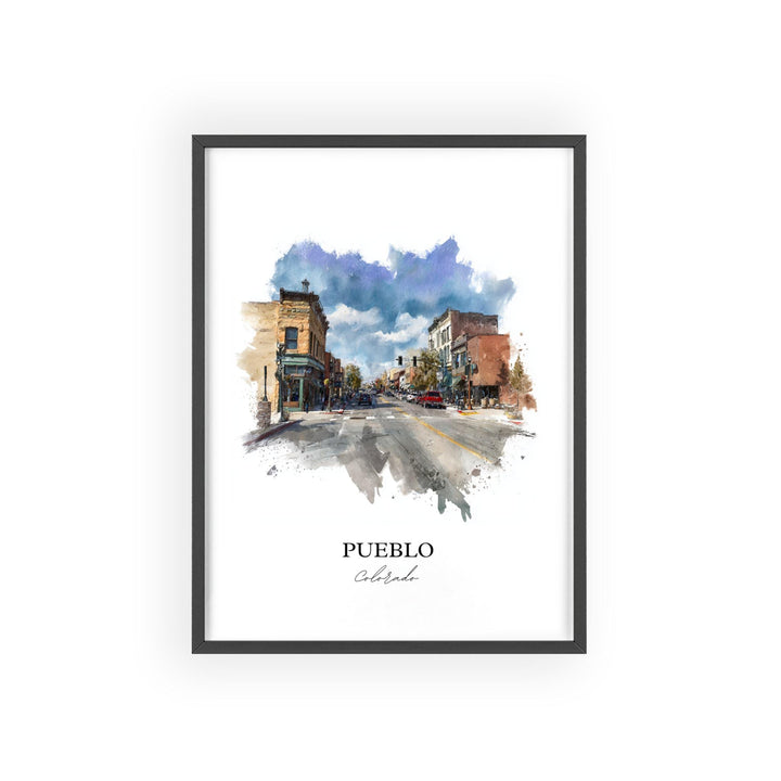 Pueblo CO Wall Art, Pueblo Print, Pueblo Watercolor Art, Pueblo Colorado Gift, Travel Print, Travel Poster, Housewarming Gift