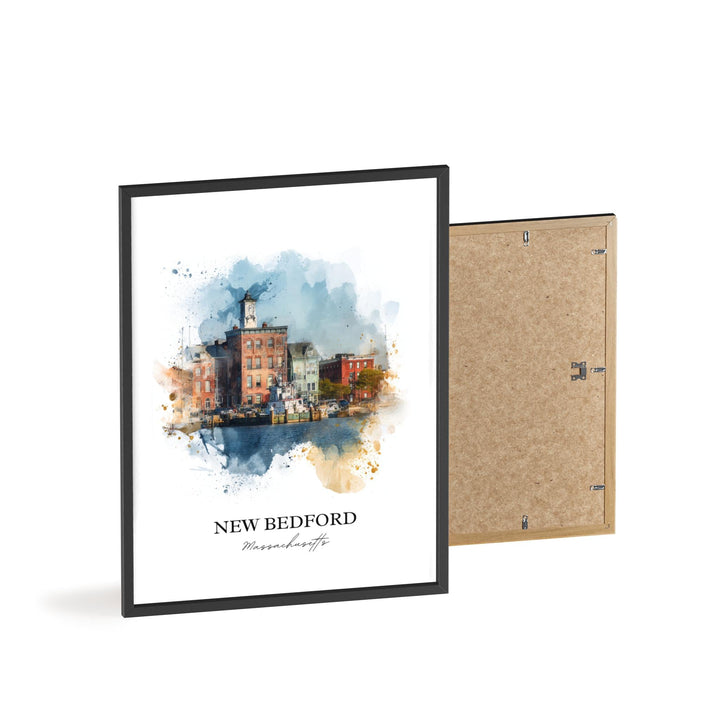 New Bedford MA Wall Art, Bristol County Print, Massachusetts Watercolor, New Bedford Gift, Travel Print, Travel Poster, Housewarming Gift