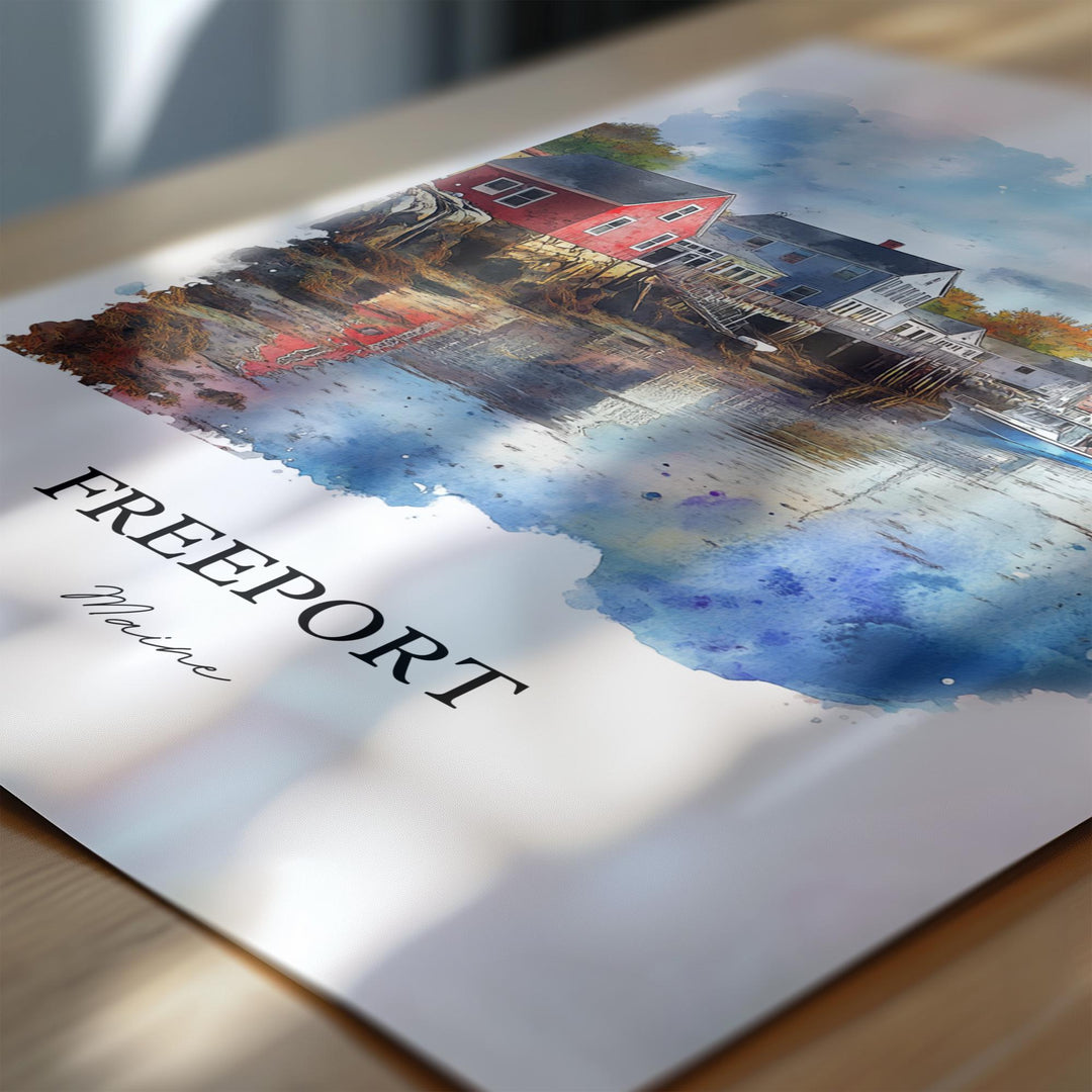 Freeport, Maine, Maine – Watercolor Art Print