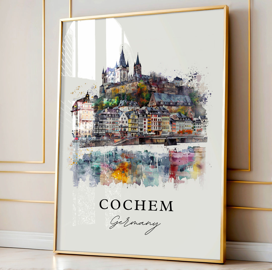 Cochem Germany Art, Cochem Print, Cochem Watercolor Art, Cochem Germany Gift,