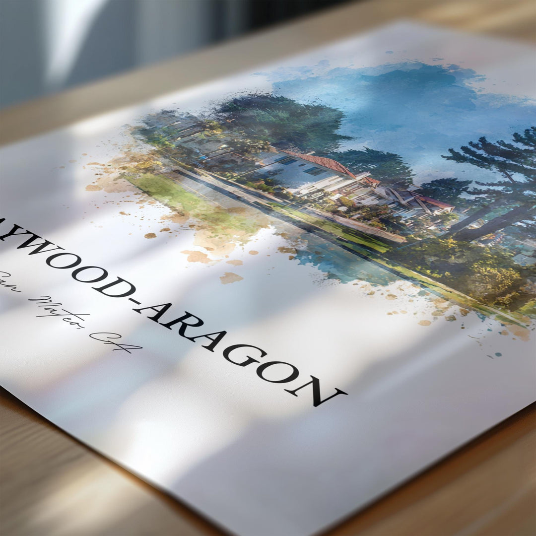 San Mateo, California – Watercolor Art Print