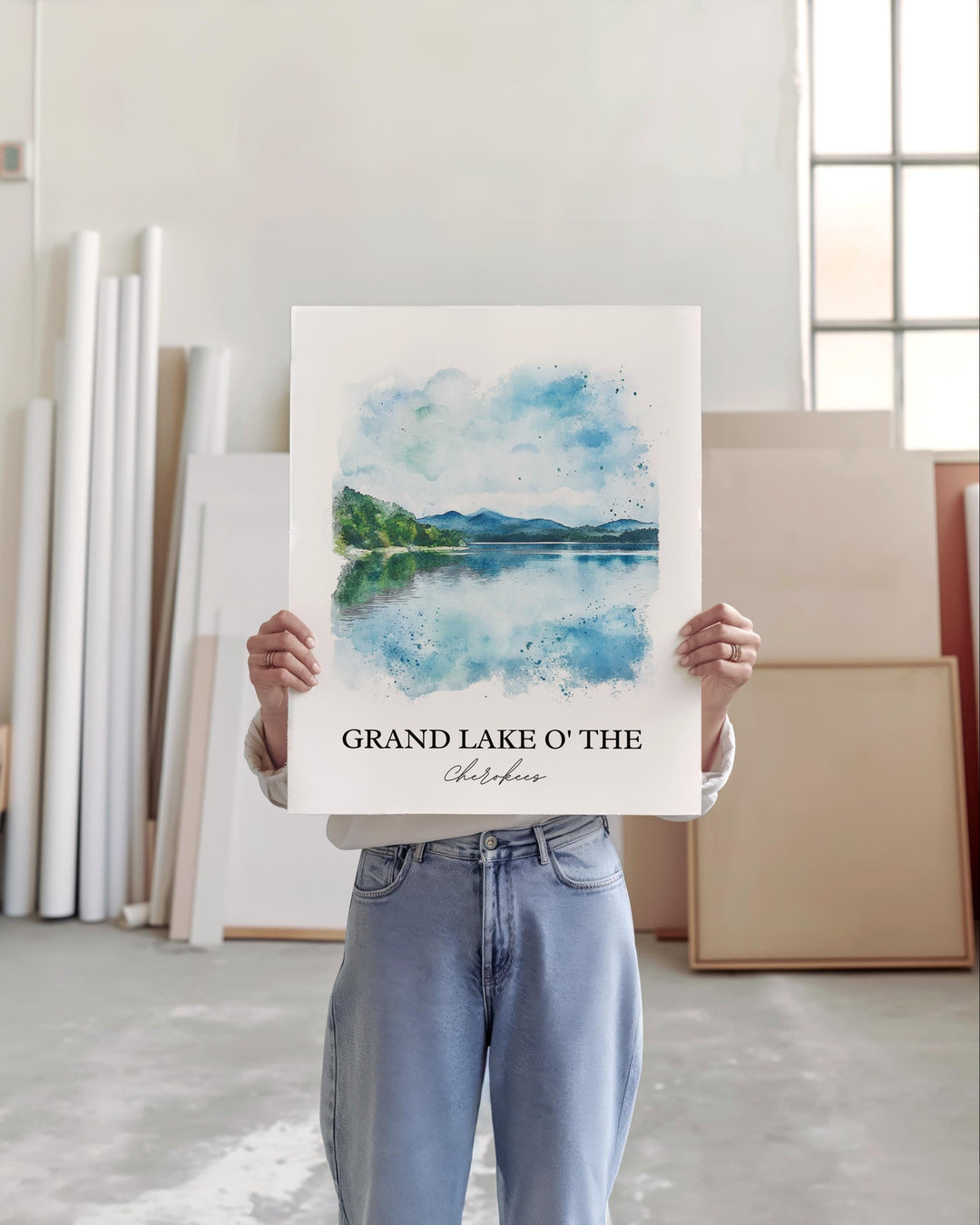 Grand Lake O' The Cherokees Art, Ozarks Print, Oklahoma Watercolor Art, Oklahoma Gift, Travel Print, Travel Poster, Housewarming Gift