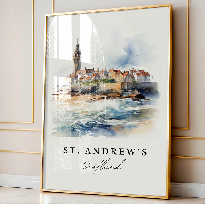 St Andrews Scotland wall art - Scotland, St. Andrew's poster print, Scotland Wedding gift, Birthday present, Custom Text, Perfect Gift