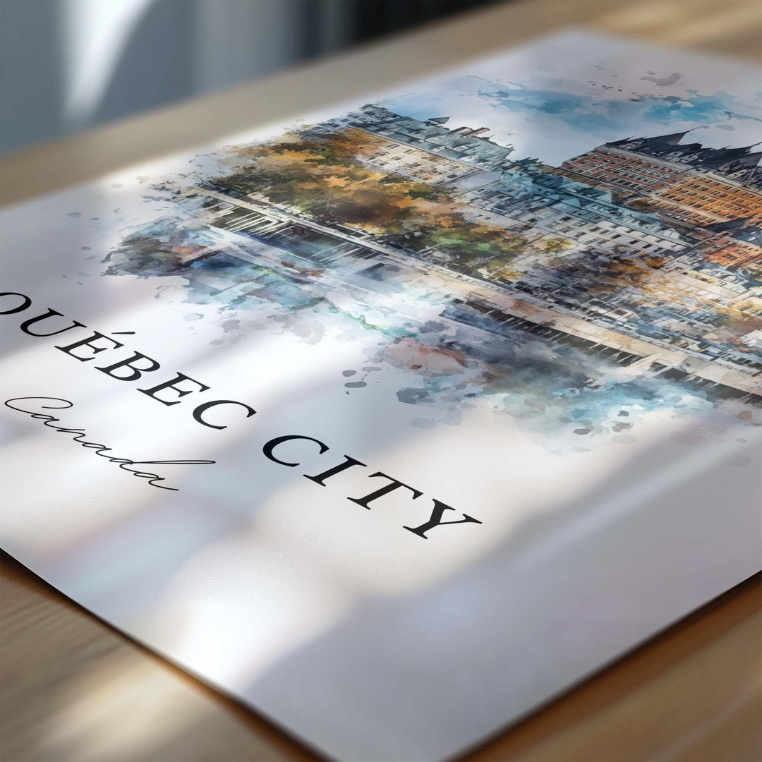 Quebec City Wall Art, Quebec Print, Quebec Watercolor Art, Quebec City Gift, Travel Print, Travel Poster, Housewarming Gift