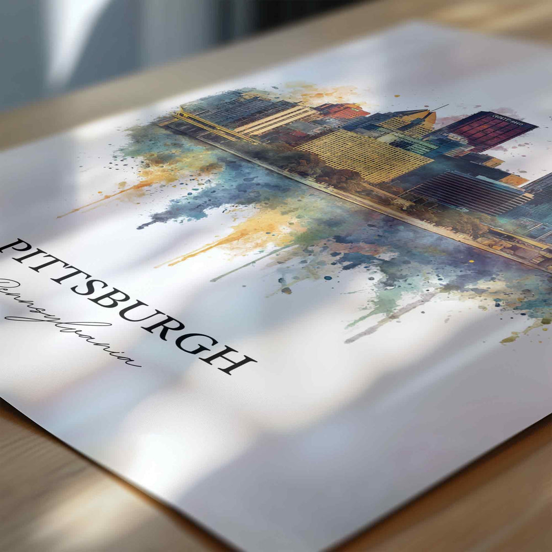 Pittsburgh, Pennsylvania Wall Art, Pittsburgh Print, Pittsburgh PA Watercolor Art, Pennsylvania Gift, Travel Print, Travel Poster, Housewarming Gift