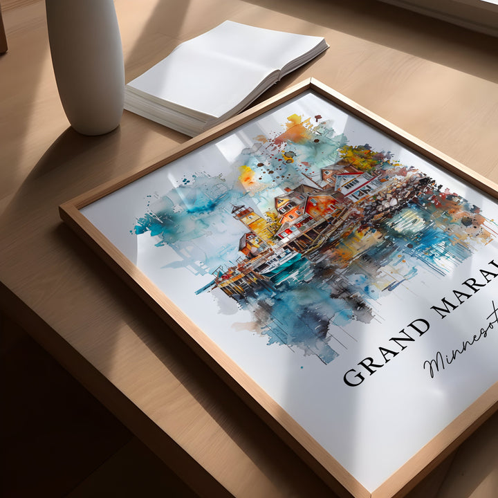 Grand Marais MN Art, Grand Marais Print, Grand Marais Watercolor, Grand Marais MN Gift, Travel Poster, Housewarming Gift