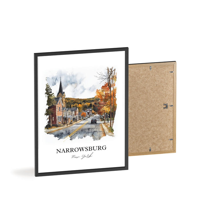 Narrowsburg NY Wall Art, Sullivan County Print, NY State Watercolor Art, Narrowsburg Gift, Travel Print, Travel Poster, Housewarming Gift