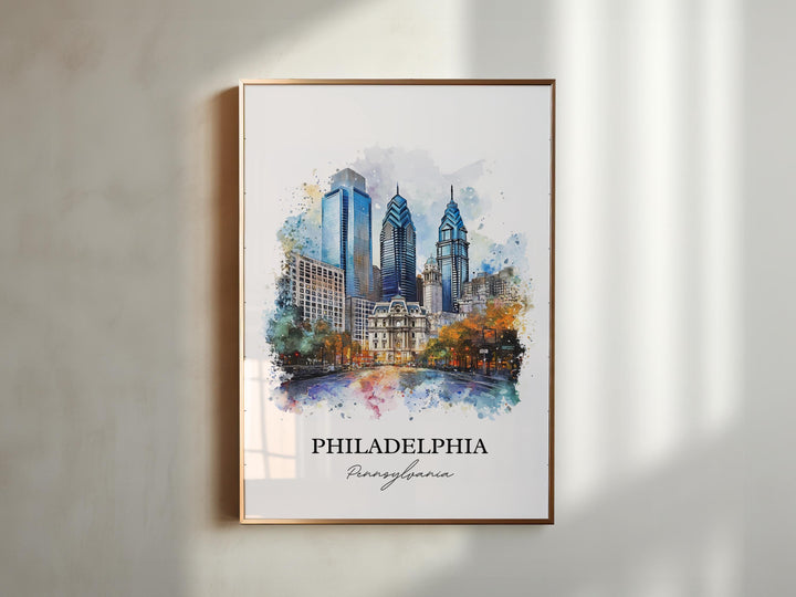 Philadelphia Wall Art, Philadelphia Print, Philly Watercolor Art, Philadelphia Gift, Travel Print, Travel Poster, Housewarming Gift