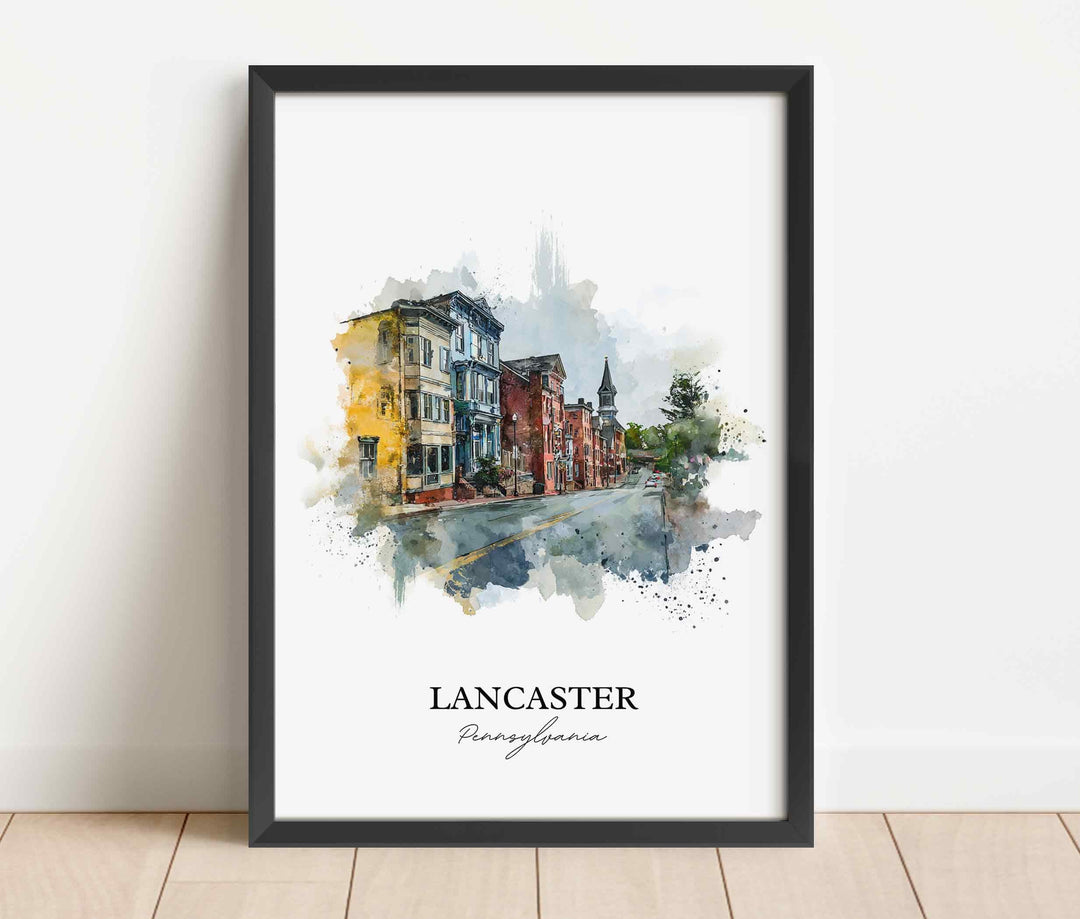 Lancaster PA Wall Art, Lancaster Print, Pennsylvania Watercolor Art, Lancaster County Gift, Travel Print, Travel Poster, Housewarming Gift