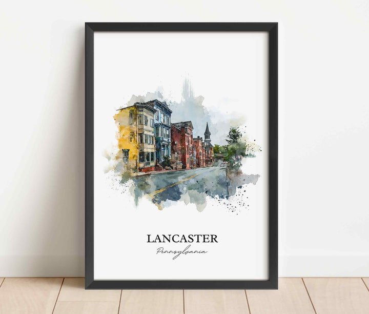 Lancaster PA Wall Art, Lancaster Print, Pennsylvania Watercolor Art, Lancaster County Gift, Travel Print, Travel Poster, Housewarming Gift