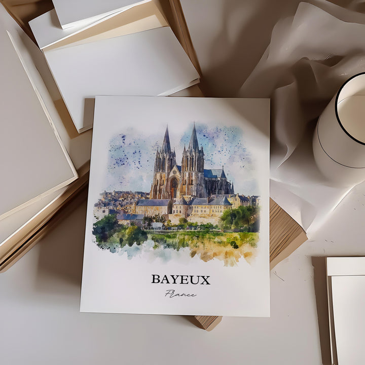 Bayeux France Wall Art, Normandy Region Print, France Watercolor Art, Bayeux Gift, Travel Print, Travel Poster, Housewarming Gift