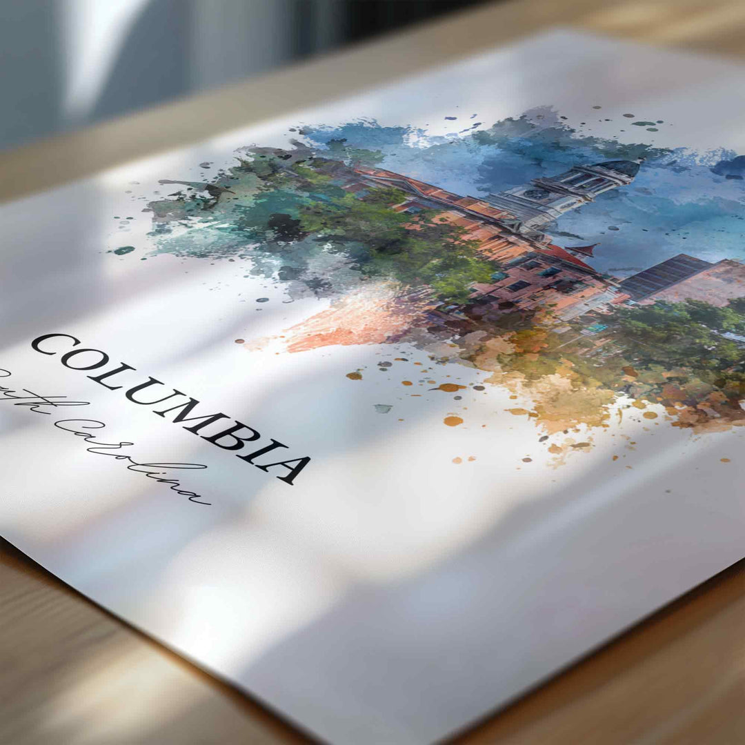 Columbia, South Carolina – Watercolor Art Print
