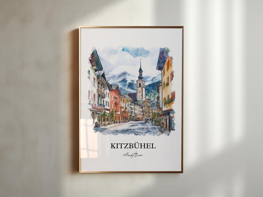 Kitzbuhel Wall Art, Innsbruck Print, Austria Watercolor Art, Kitzbuhel Gift, Travel Print, Travel Poster, Housewarming Gift