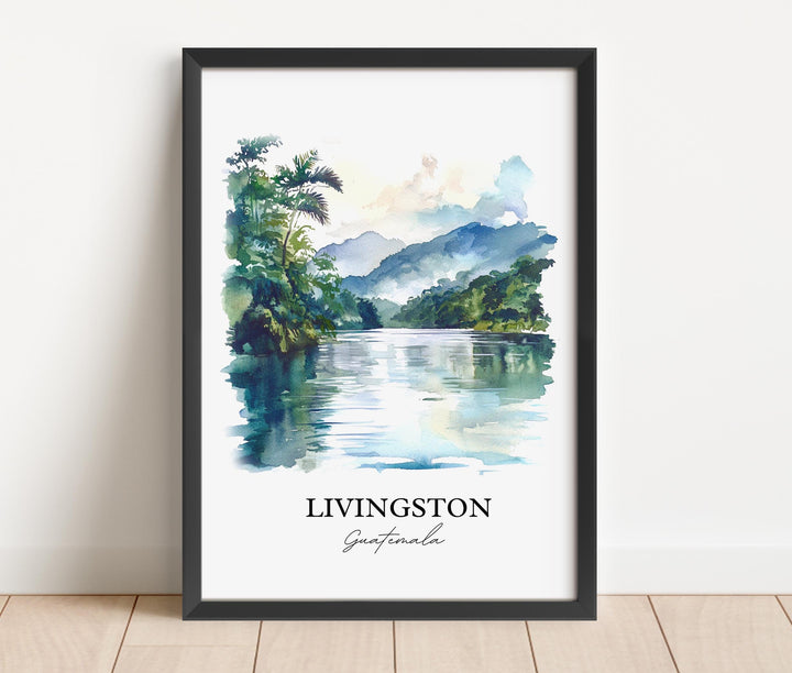 Livingston Guatemala Wall Art, Izabal Print, Guatemala Watercolor Art, Livingston Gift, Travel Print, Travel Poster, Housewarming Gift