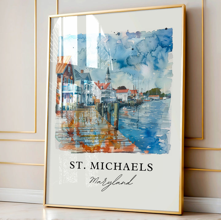 St. Michaels MD Wall Art, St. Michaels Print, St. Michaels Watercolor, St. Michaels MD Gift,